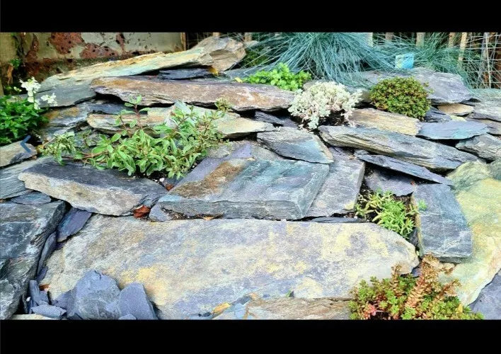 Rustic Snowdonia Slate Rockery - Purple Green and Rust Red