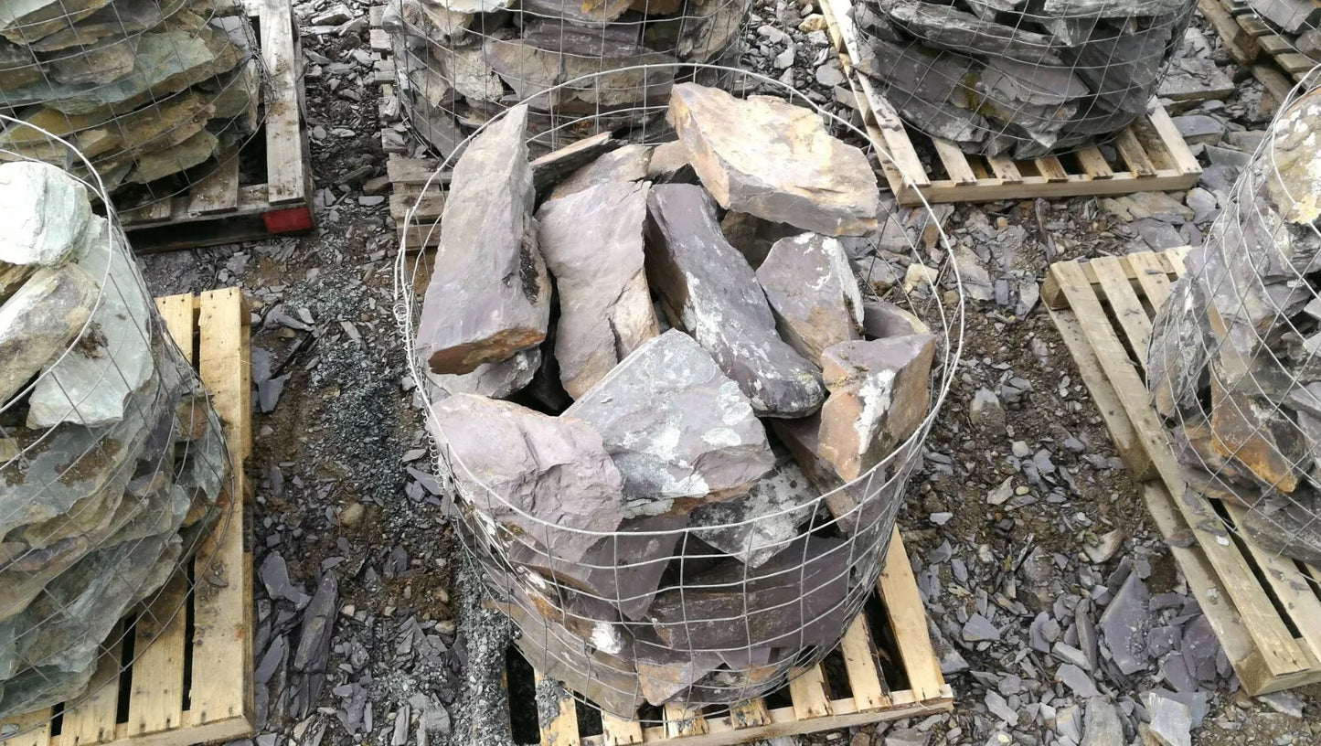 Rustic Snowdonia Slate Rockery - Purple Green and Rust Red