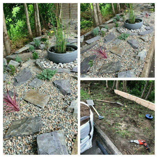 Rustic Slate Walling and Rockery Purple Green and Rust Red
